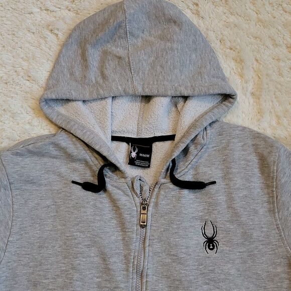 MEN'S SPYDER GRAY FULL ZIP LOGO HOODIE, SIZE MEDIUM - Picture 2 of 7